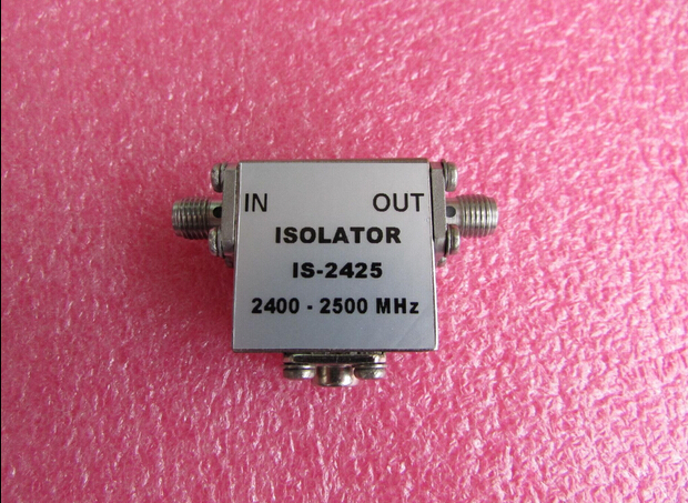IS-2425 2400-2500MHz SMA RF 射频微波同宽带轴隔离器 工作频率：2400-2500MHz 隔离度：大于19dB 插损：＜0.3dB 接头：SMA
