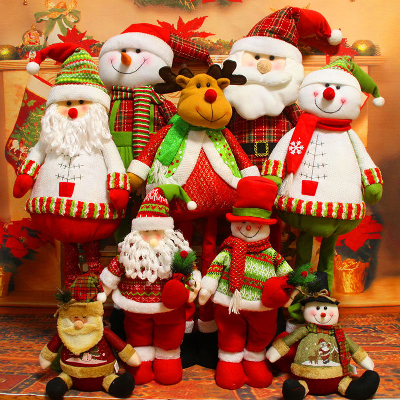 毛绒玩具 伸缩圣诞雪人圣诞老人麋鹿圣诞公仔圣诞节玩偶摆件礼物