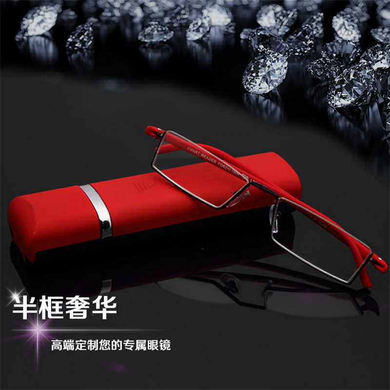 德国进口潮流老花镜放大眼镜男女加硬防辐射矩形半框树脂老花镜
