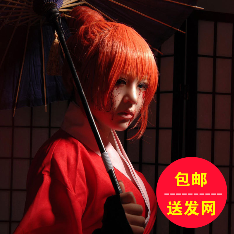 银魂神乐假发女原版包子头饰高温丝橘色cosplay假发原宿cos假发