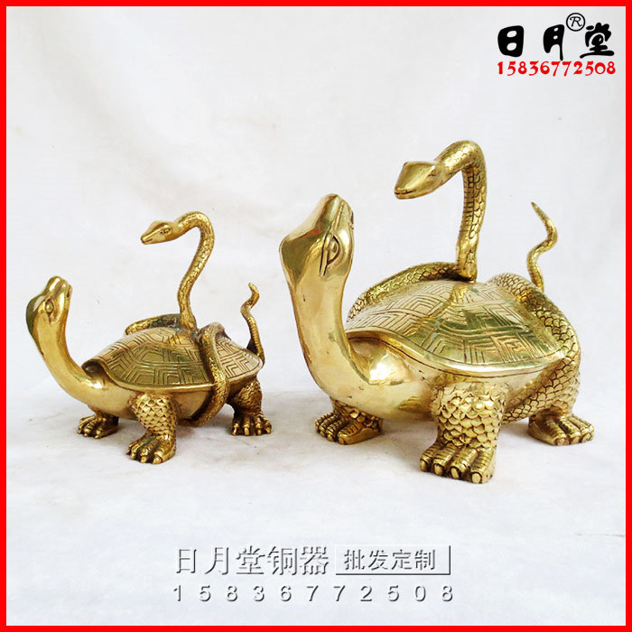 铜器铜玄武 铜真武大帝龟蛇 北方玄武神家居摆件招财
