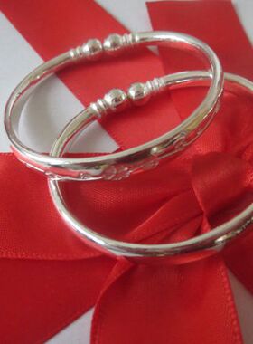 足银儿童女孩子蒜头手镯