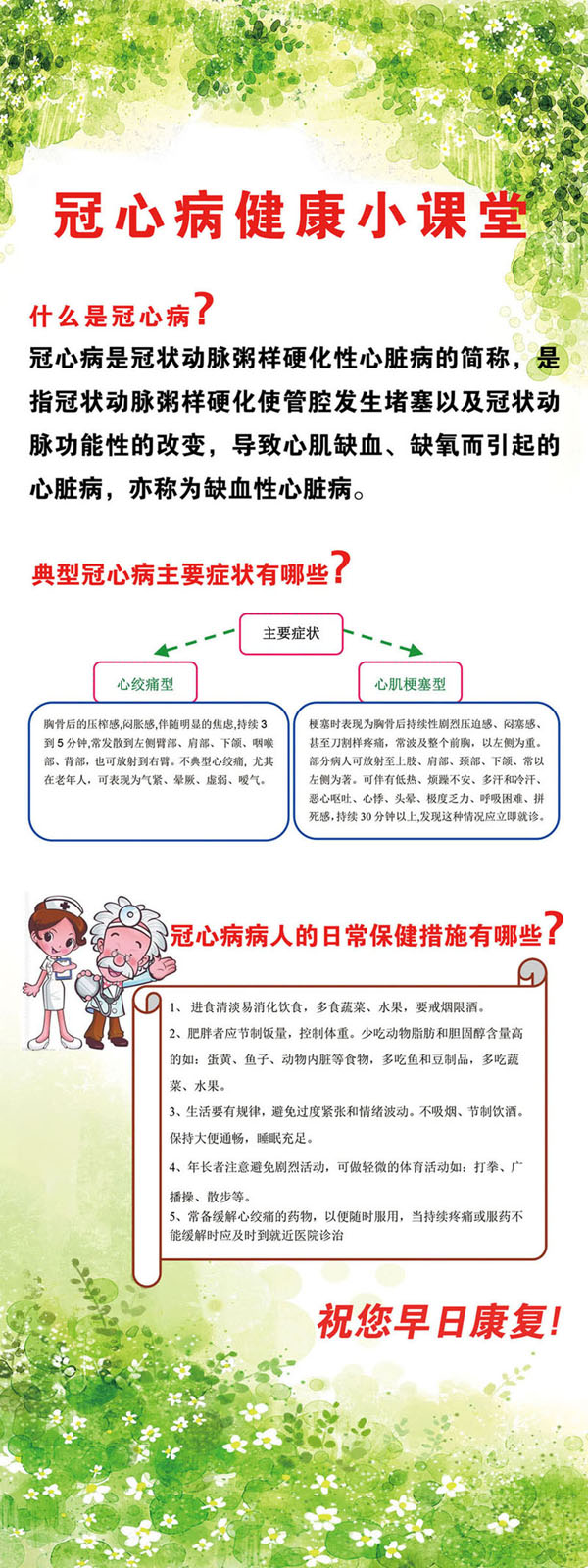 748海报印制展板写真喷绘145健康知识宣传之冠心病健康小课堂