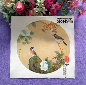 倾城手染布印花棉帆布DIY拼布料手工布片中国风复古风国画花鸟