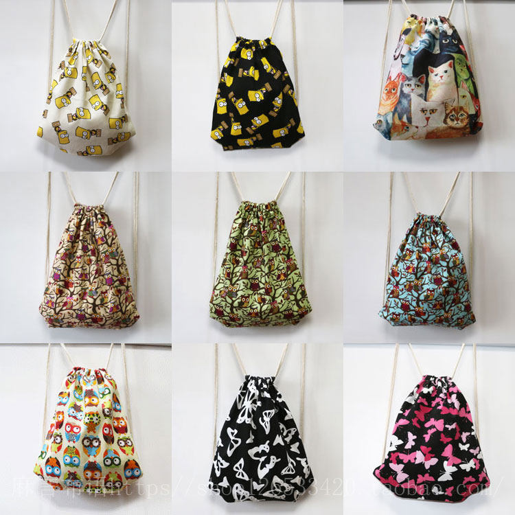 麻言布語小清新學院風雙肩旅遊背包學生簡易書包抽繩束口布包包郵在類目 箱包皮具/熱銷女包/男包, 雙肩揹包中 - 來自Buy2taobao.com提供專業的淘寶代購服務