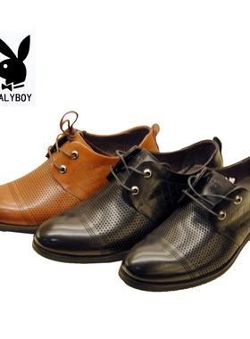 花花公子男鞋商务正装透气真皮凉鞋子系带1522-617304黑617305棕