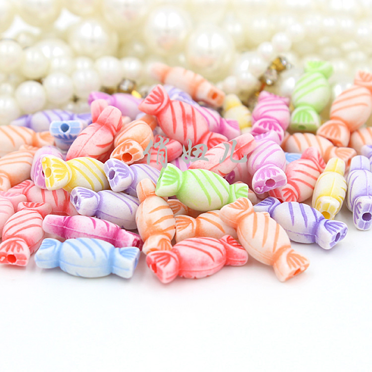彩虹编织rainbow loom 手链配件 彩色16*7mm可爱糖果 diy串珠材料