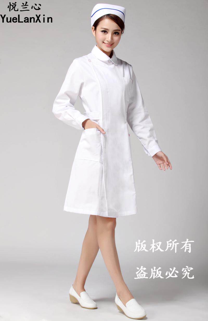 悦兰心粉色冬装长袖护士服 药店工作服环保面料美容服 前台导医服