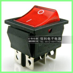 船型开关KCD2-202 带灯 电源开关 翘板开关 6只脚 KCD4银点50起订