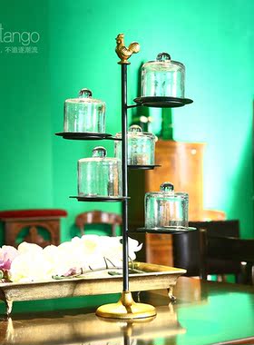 百搭风金色烛台点心盘家居装饰