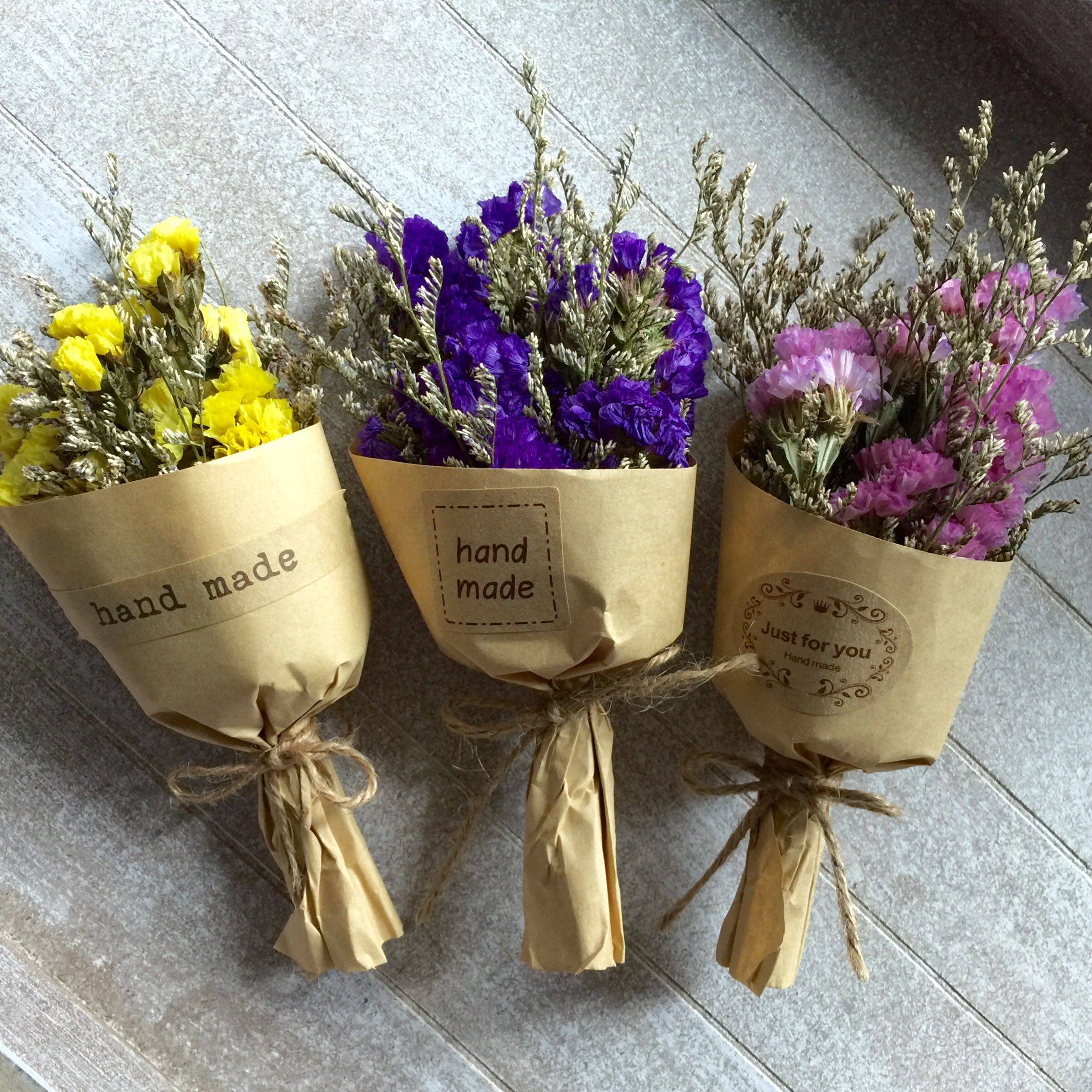 天然干花束迷你牛皮纸复古勿忘我情人草干花束情人生日促销礼物