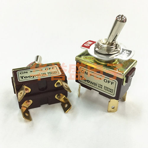 太玮TOOWEI T700 钮子 摇头电源开关 T702AT 4脚2档 12MM 15A250V