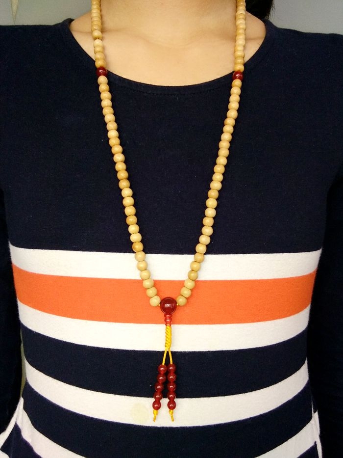 定制野生矮桩草菩提108颗念珠草珠毛衣链 天然素珠项链