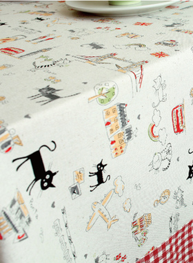 棉麻布料卡通风格亚麻布料桌布抱枕沙发布料麻布棉布新款家居布艺