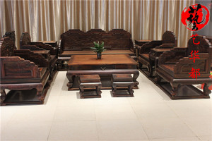 红木家具大红酸枝松鹤荷花沙发十二件套实木组合沙发交趾黄檀