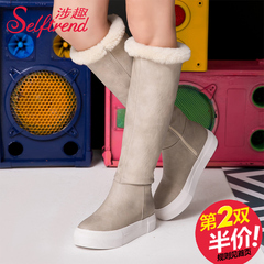 Fall/winter fun-2015 involved new fur to line thick-soled platform knee boots women high thick winter boots T55712