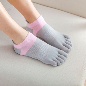 女士五指袜薄款网眼运动纯色夏季纯棉糖果色浅口低帮吸湿排汗袜子