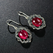 925 Thai female pale rose colour corundum-Ruby Earrings silver Japan South Korea, Europe and Earring jewelry new