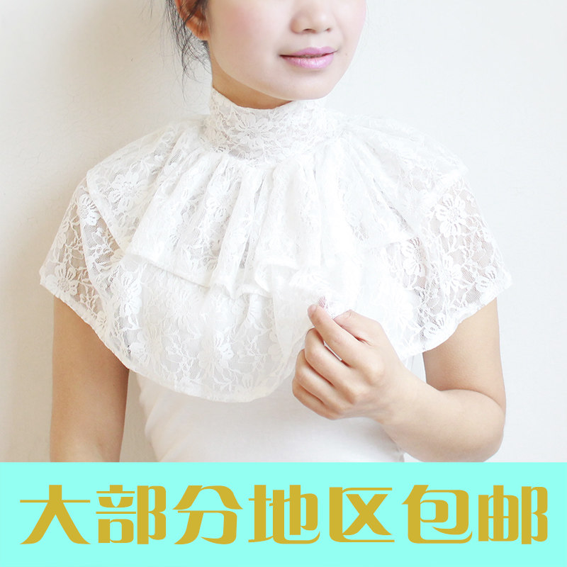 2018新款韩版半高领春夏季蕾丝披肩蕾丝假领子中领蕾丝围脖假领领