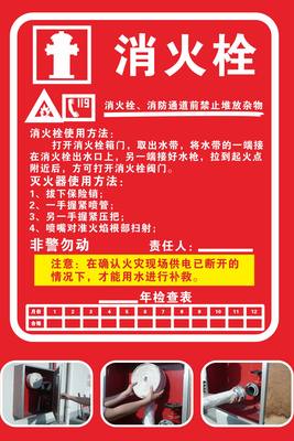 消火栓使用方法说明警告牌消防栓警示标识牌警示标志安全标识