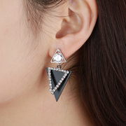 Korea winter new fashion earrings pierced bilayer triangular decoration accessories earring jewelry