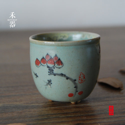 手绘青花日式风汝窑功夫茶具