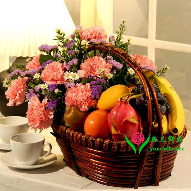 鲜花水果篮送礼同城配送北京深圳广州杭州无锡郑州西安福州花店