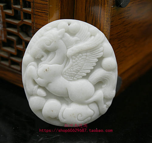 天然A货蓝田玉飞马吊坠