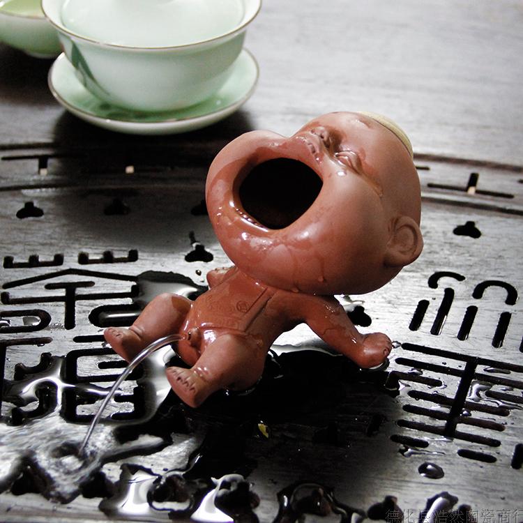 茶宠精品摆件手工茶玩陶瓷功夫茶具茶道配件零配喷水撒尿福娃特价