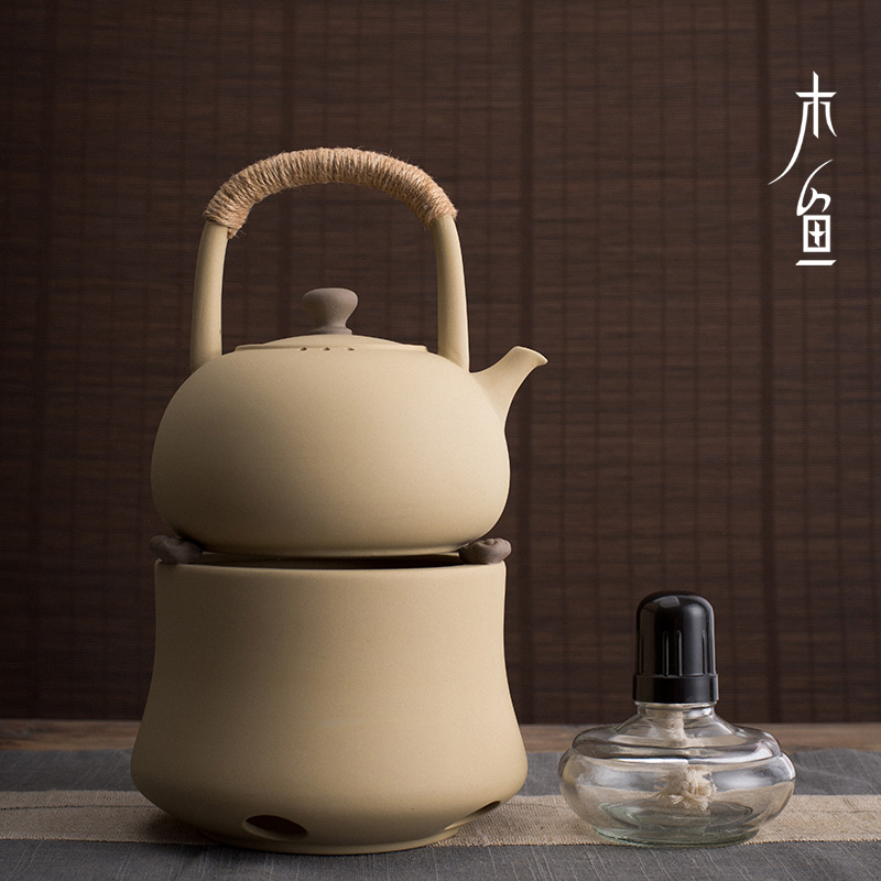 紫砂功夫陶瓷煮茶器 黑茶套装家用茶壶提梁陶炉烧水壶 茶炉酒精炉