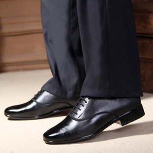 成人拉丁舞广场舞蹈鞋 交谊舞舞蹈鞋 真皮跳舞鞋 耐磨室外一体跟男式