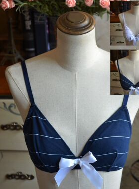 清仓111502意大利外贸 纯棉清新条纹两款入舒适文胸70B75B75C80B