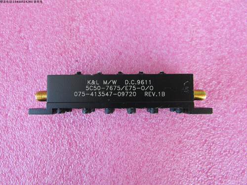 K&L 5C50-7675/E75-0/0  7.675GHz SMA母 RF 射频微波同轴带通滤波器 质量包好，包能用 可提供详细测试图 品牌：K&L 型号: 5C50-7675/E75-0/0 中心频率：7675MHz 带宽:75MHz看测试图  接头：SMA F