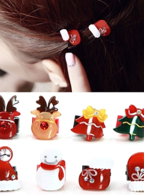 Angelrena韩国进口饰品发饰正品迷你雪人圣诞树小鹿圆扣小抓夹D5