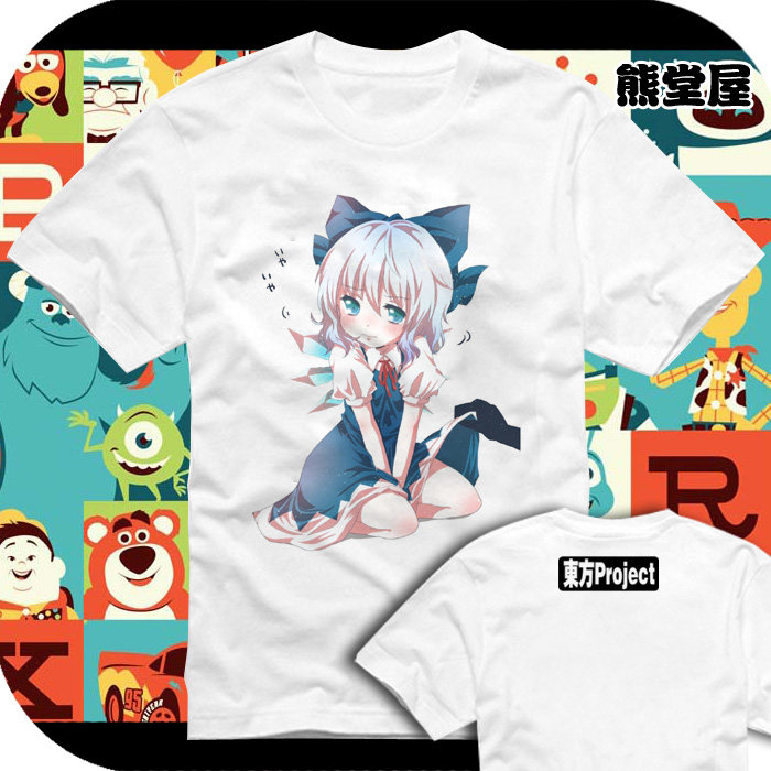 东方project琪露诺⑨バカ笨蛋9掀裙子羞涩t恤短袖衣服