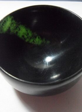 墨绿玉功夫茶杯保健玉光亮超值