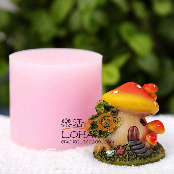 蘑菇小屋房立体盐雕硅胶模具巧克力盐蜡烛房私家烘焙蛋糕装饰石膏