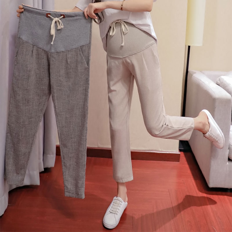 Maternity Pants Spring and summer Casual pants spring and autumn Thin section Nine points Straight Easy Cotton and hemp Wide leg pants summer Summer wearin the Maternity/Maternal supplies/Nutrition , Maternity Pants/Prop belly pants, Pregnant women Straight category - from Buy2taobao.com to provide professional Taobao agent buy service