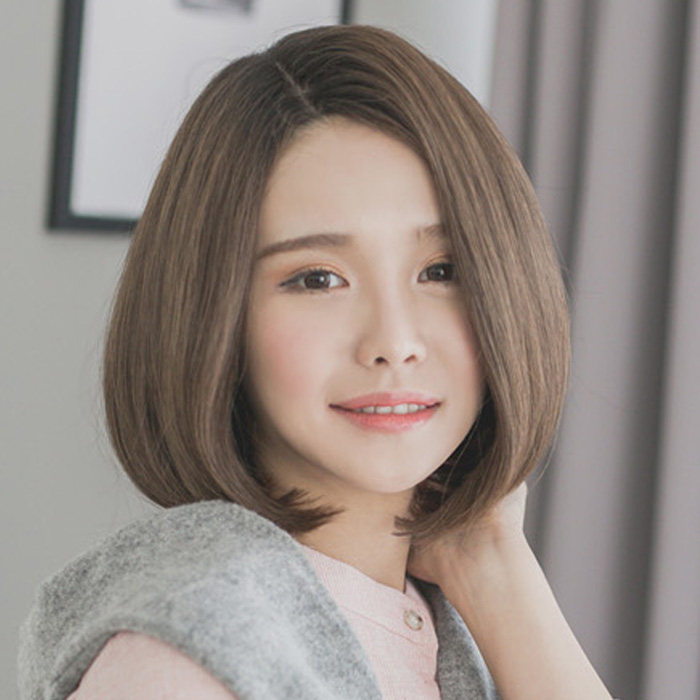 韩系锁骨发 短发 女手织大头皮中分假发 短卷发 bobo头短发女假发