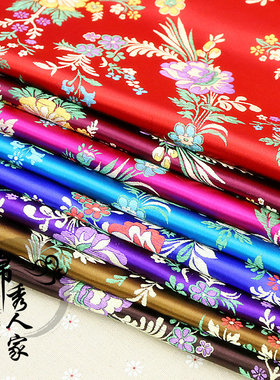布料海棠花织锦缎和服唐装旗袍