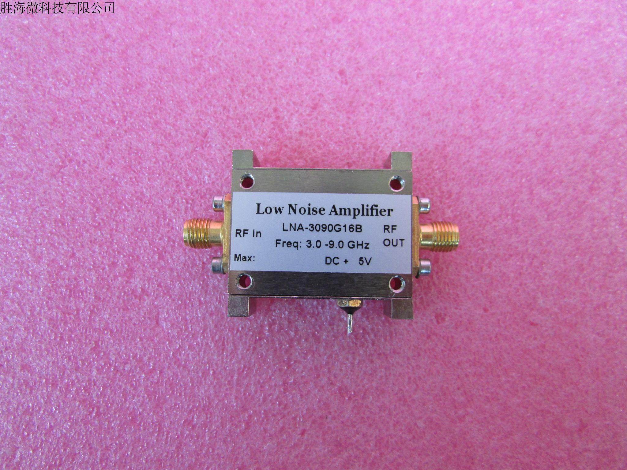 LNA-3090G16B  6-9GHz 16dB SMA射频低噪声放大器 质量包好，包能用  可提供详细测试图 工作频率：6-9GHz 增益: 16dB 输出功率: 5dBm 工作电压：5V 接头： SMA母 增益测试图片，测试的时候加了 -40dB衰减器