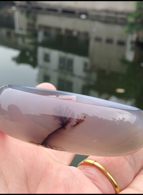 不老松天然无烤黑色水草玛瑙手镯 精品收藏 女友妈妈复古首饰115