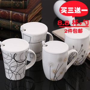 欧式陶瓷杯简约咖啡杯带勺手工大容量办公室创意马克家用水杯套装
