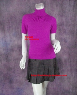 修身 蒙Z诗专柜正品 百搭针织衫 春秋高领菠萝针短袖 毛衣M528 女式