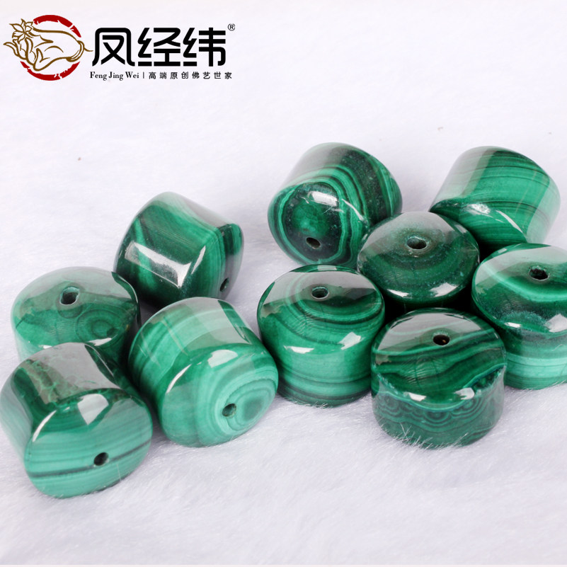 纯天然藏式孔雀石桶珠鼓珠隔珠 顶珠算盘珠 佛珠星月金刚配饰