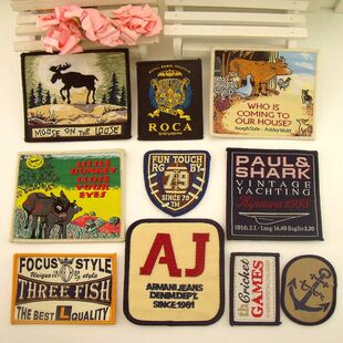 大尺寸白搭徽章布贴裤贴补丁贴布花羽绒牛仔织唛修补丁大号衣服贴