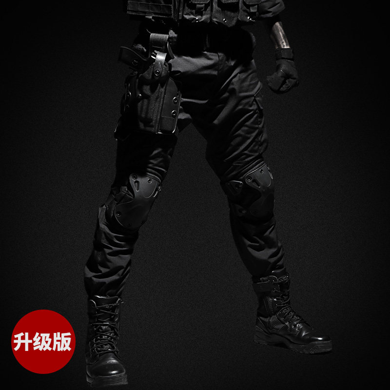 CQB军迷黑色迷彩战术裤男特种兵作训裤CS户外耐磨通勤工装裤春夏