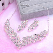 Good pretty silk bridal necklace earrings set jewelry gel wedding wedding epaulets wedding photo studio jewelry necklace