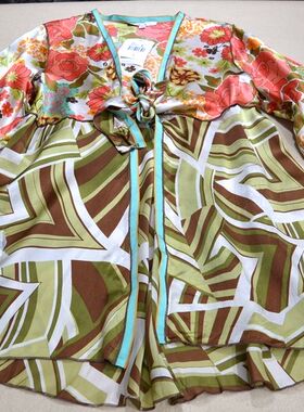 B03外贸原单真丝高腰系带开衫 喇叭袖防晒衣披肩上衣 有xs码