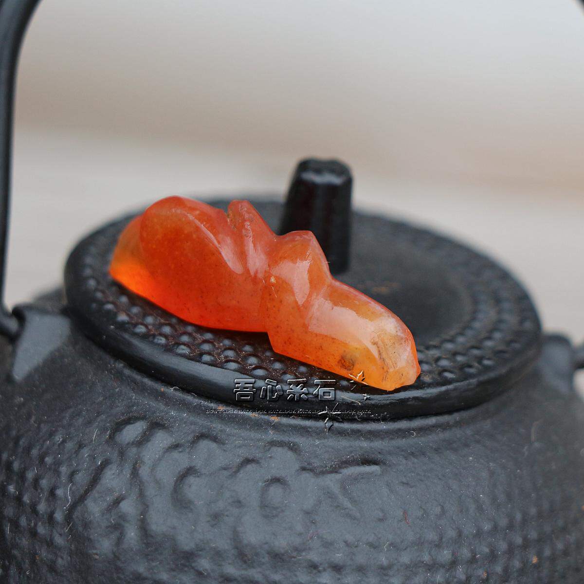 『系石苑』DIY散珠饰品佛珠配件明清红老玛瑙玉兰花坠子背云2
